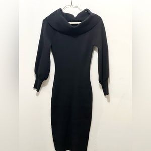 Black Off The Shoulder MIDI Sweater Dress